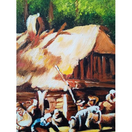  Obraz malowany Jan Feliks Piwarski Karczma ostatni grosz 80x120cm