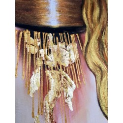  Obraz ręcznie malowany Gustav Klimt Złote łzy Frei 60x90cm z elementami płatków złota