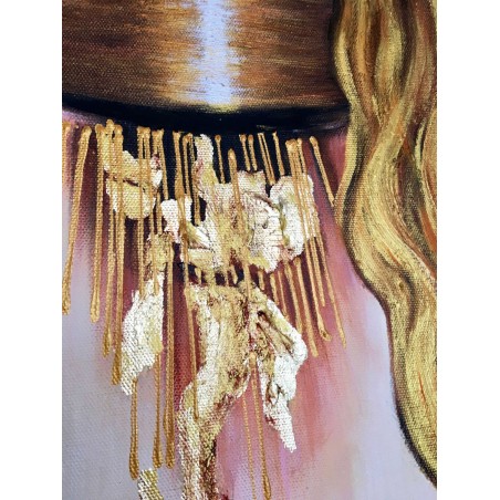  Obraz ręcznie malowany Gustav Klimt Złote łzy Frei 60x90cm z elementami płatków złota