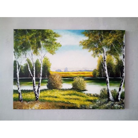  Obraz ręcznie malowany Brzozowy zagajnik 50x70cm