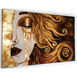  Obraz ręcznie malowany Gustav Klimt Złote łzy Frei 60x90cm z elementami płatków złota