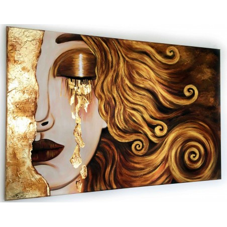  Obraz ręcznie malowany Gustav Klimt Złote łzy Frei 60x90cm z elementami płatków złota