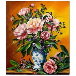  Obraz malowany z Bukietem kwiatów 70x80 cm