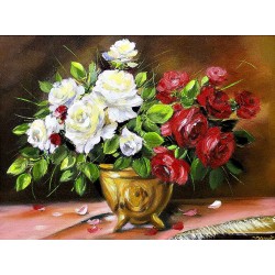  Obraz olejny ręcznie malowany 40x50cm Kompozycja na różowym obrusie