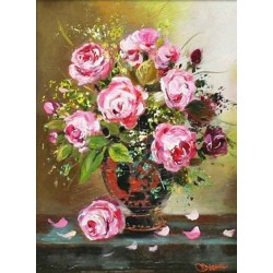  Obraz olejny ręcznie malowany 40x50cm Różana sonata