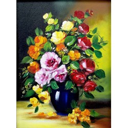  Obraz ręcznie malowany Kolorowe róże w wazonie 40x50cm