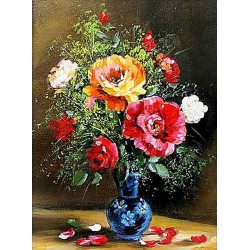  Obraz olejny ręcznie malowany 40x50cm Czarny wazon z różami