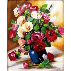  Obraz olejny ręcznie malowany 40x50cm Róże w wazonie