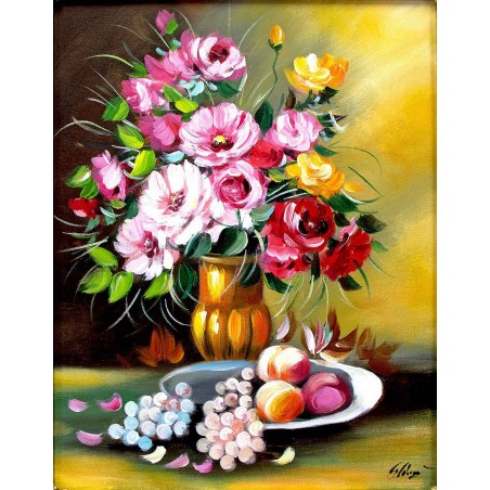  Obraz olejny ręcznie malowany 40x50cm Róże w wazonie