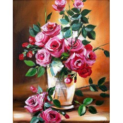  Obraz z różami w wazonie malowany 40x50cm