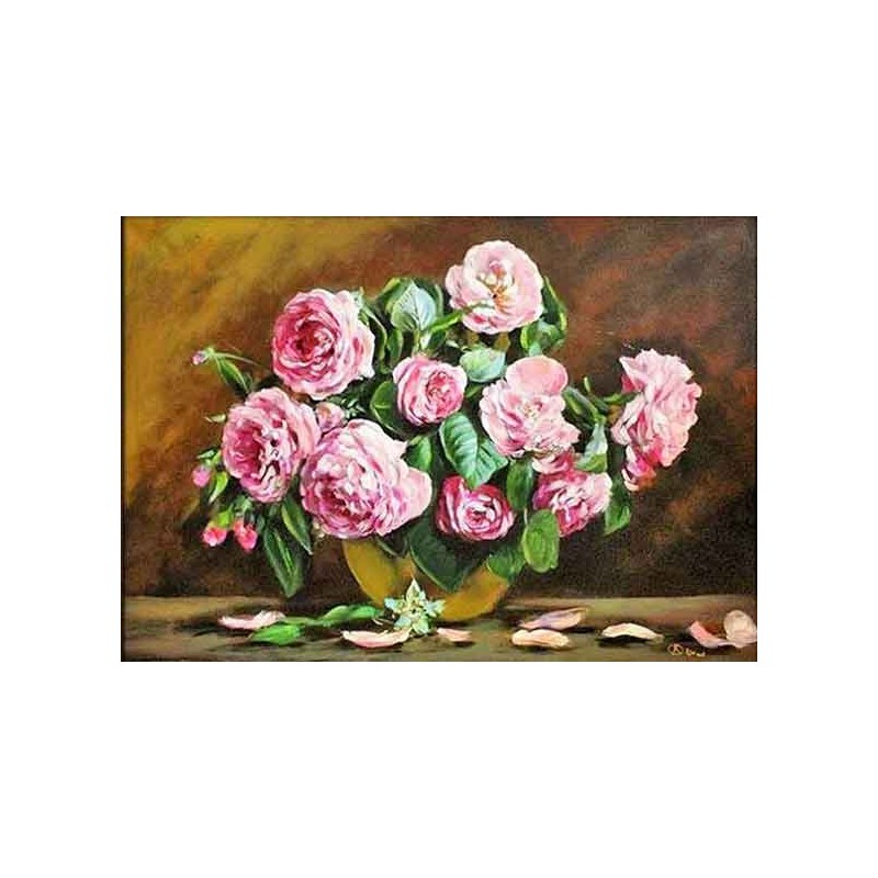  Obraz olejny ręcznie malowany 50x70cm Róże w wazonie