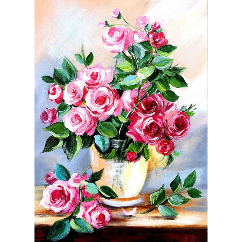  Obraz olejny ręcznie malowany 50x70cm Róże w wazonie