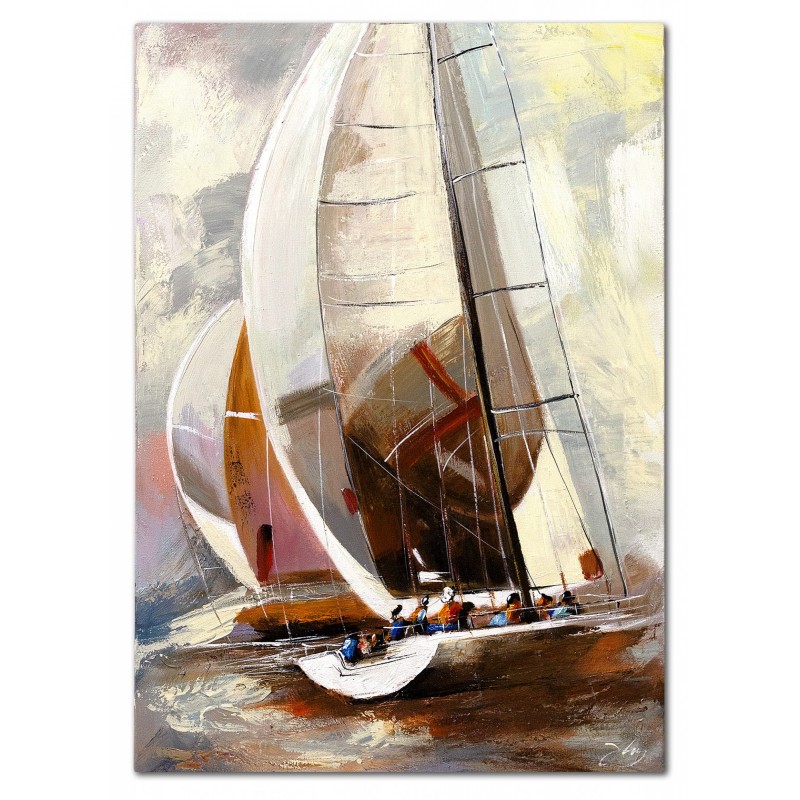  Obraz olejny ręcznie malowany 80x120cm Jacht
