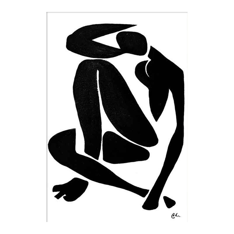  Obraz ręcznie malowany na płótnie czarno biały 60x90cm Henri Matisse Czarny akt