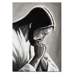  Obraz olejny ręcznie malowany z Jezusem Chrystusem podczas modlitwy obraz czarno-biały 60x90 cm