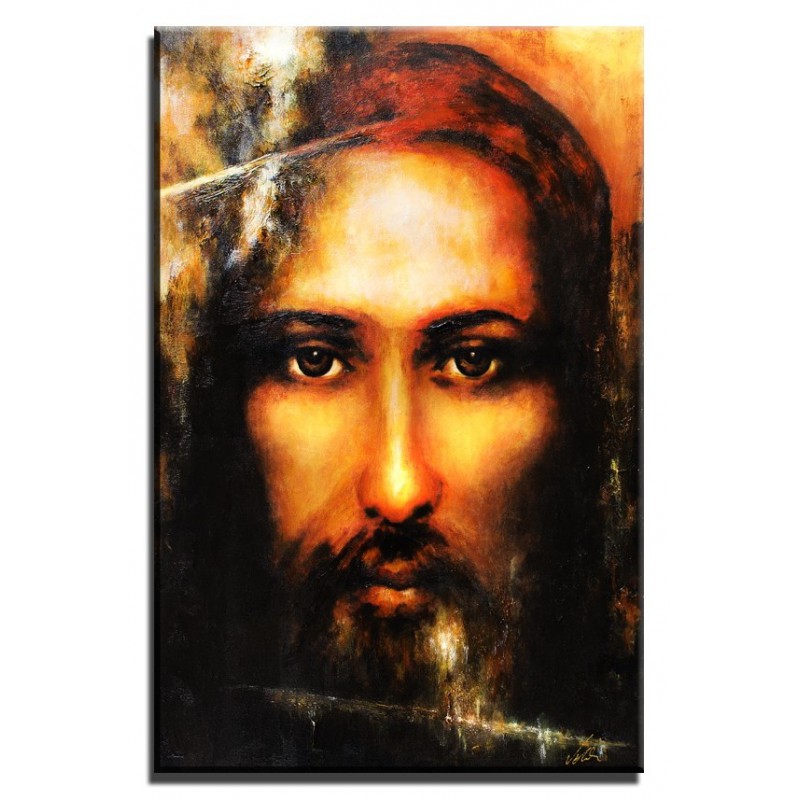  Obraz olejny ręcznie malowany z Jezusem Chrystusem z Całunu Turyńskiego 60x90 cm