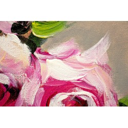  Obraz olejny ręcznie malowany Kwiaty 60x90cm Bukiet róż