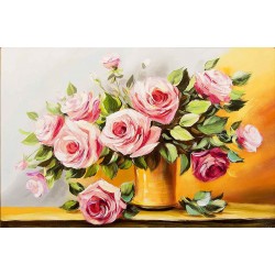  Obraz malowany Róże w wazonie 80x120cm