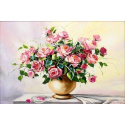  Obraz ręcznie malowany Róże w wazonie 60x90cm