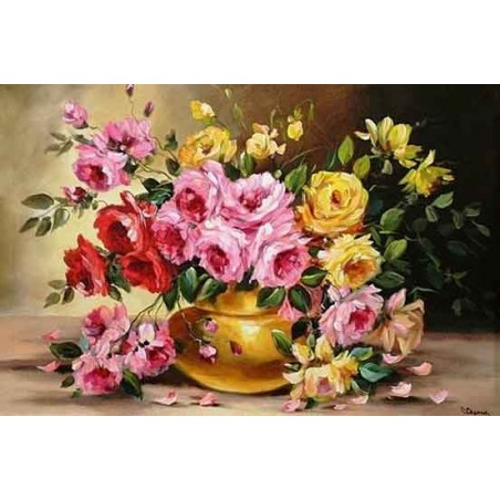  Obraz olejny ręcznie malowany Kwiaty 60x90cm