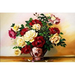  Obraz olejny ręcznie malowany Kwiaty 60x90cm Pąsowe róże