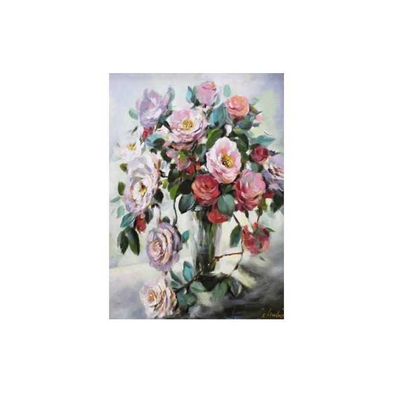  Obraz olejny ręcznie malowany Kwiaty 60x90cm Różowe róże