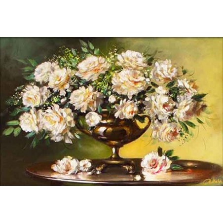  Obraz olejny ręcznie malowany Kwiaty 60x90cm Jasne róże