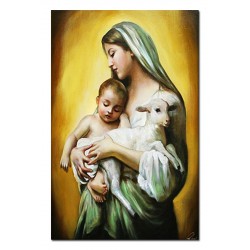  Obraz Matki Boskiej z Dzieciątkiem i jagnięciem 60x90 cm obraz olejny na płótnie