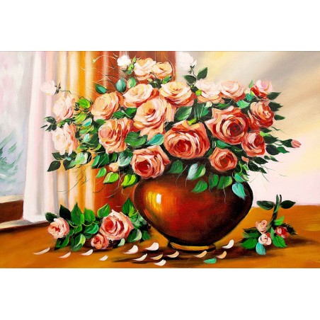  Obraz olejny ręcznie malowany Kwiaty 60x90cm Róże