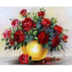  Obraz olejny ręcznie malowany Kwiaty 50x60cm Pąsowe róże