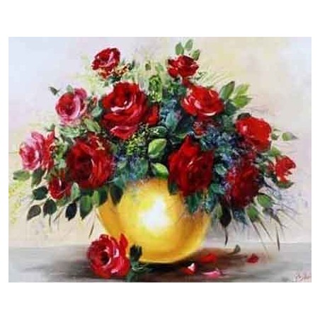  Obraz olejny ręcznie malowany Kwiaty 50x60cm Pąsowe róże