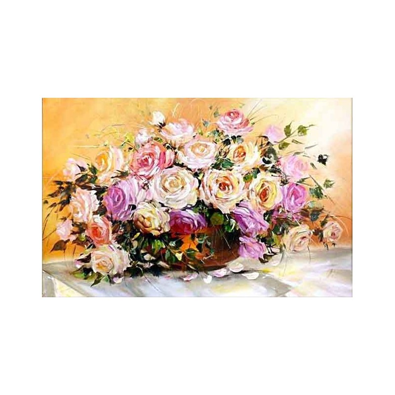  Obraz olejny ręcznie malowany Kwiaty 60x90cm Różowe róże