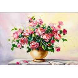  Obraz olejny ręcznie malowany Kwiaty 60x90cm Róże