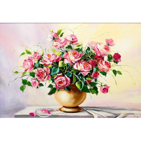  Obraz olejny ręcznie malowany Kwiaty 60x90cm Róże