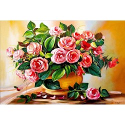  Obraz olejny ręcznie malowany Kwiaty 60x90cm Róże