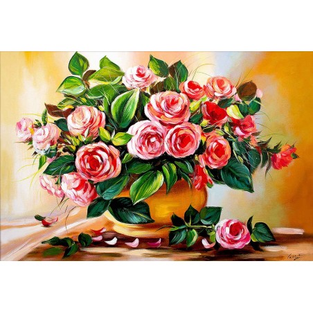  Obraz olejny ręcznie malowany Kwiaty 60x90cm Róże