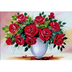  Obraz olejny ręcznie malowany Kwiaty 60x90cm Czerwone róże