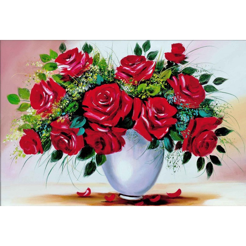  Obraz olejny ręcznie malowany Kwiaty 60x90cm Czerwone róże