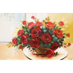  Obraz olejny ręcznie malowany Kwiaty 60x90cm Czerwone róże