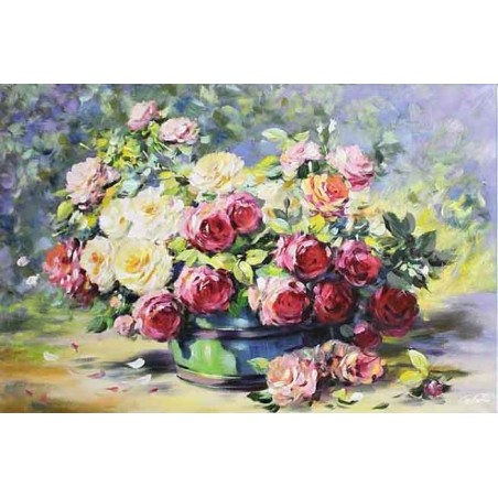  Obraz olejny ręcznie malowany Kwiaty 60x90cm