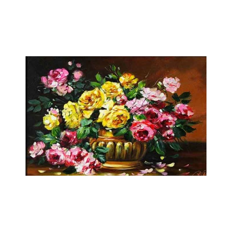  Obraz olejny ręcznie malowany Kwiaty 60x90cm Róże