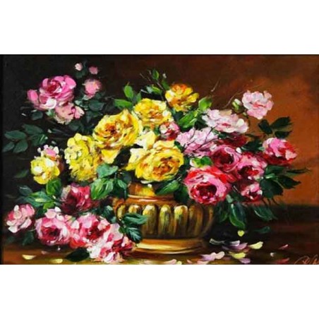  Obraz olejny ręcznie malowany Kwiaty 60x90cm Róże