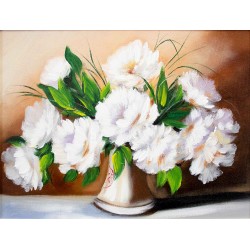  Obraz ręcznie malowany Białe kwiaty w wazonie 40x50cm