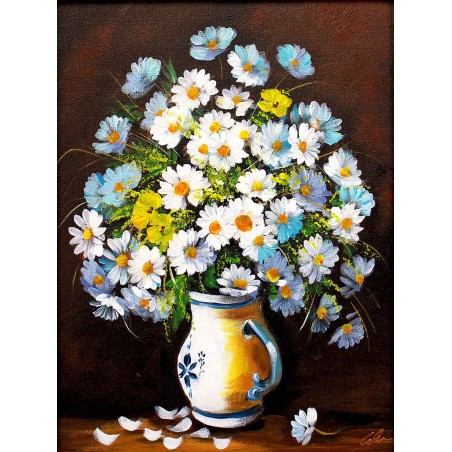  Obraz olejny ręcznie malowany 40x50cm Śnieżne kwiatki