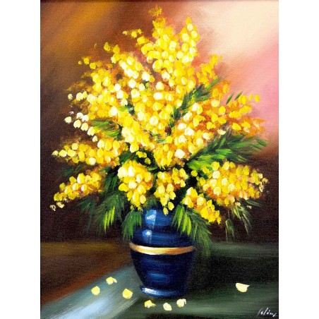  Obraz olejny ręcznie malowany 40x50cm Żółte rozłożyste kwiaty