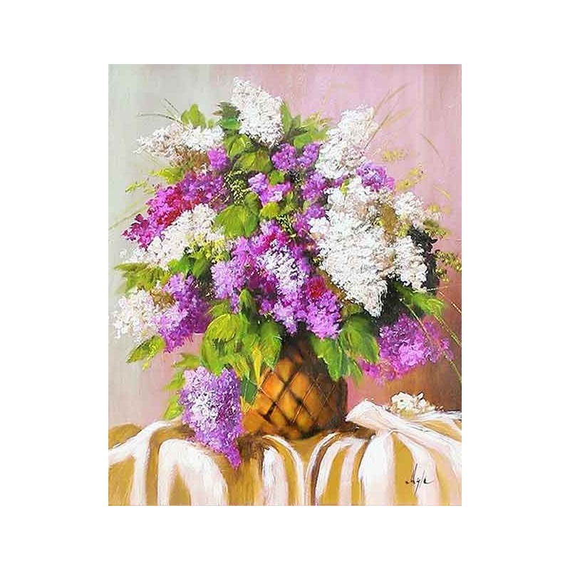  Obraz olejny ręcznie malowany Kwiaty bzu 40x50cm