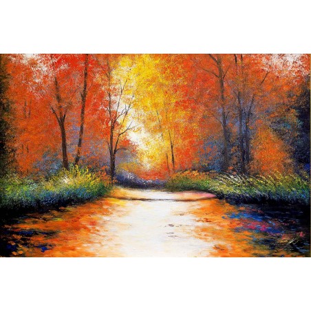  Obraz malowany Jesień w lesie 80x120cm