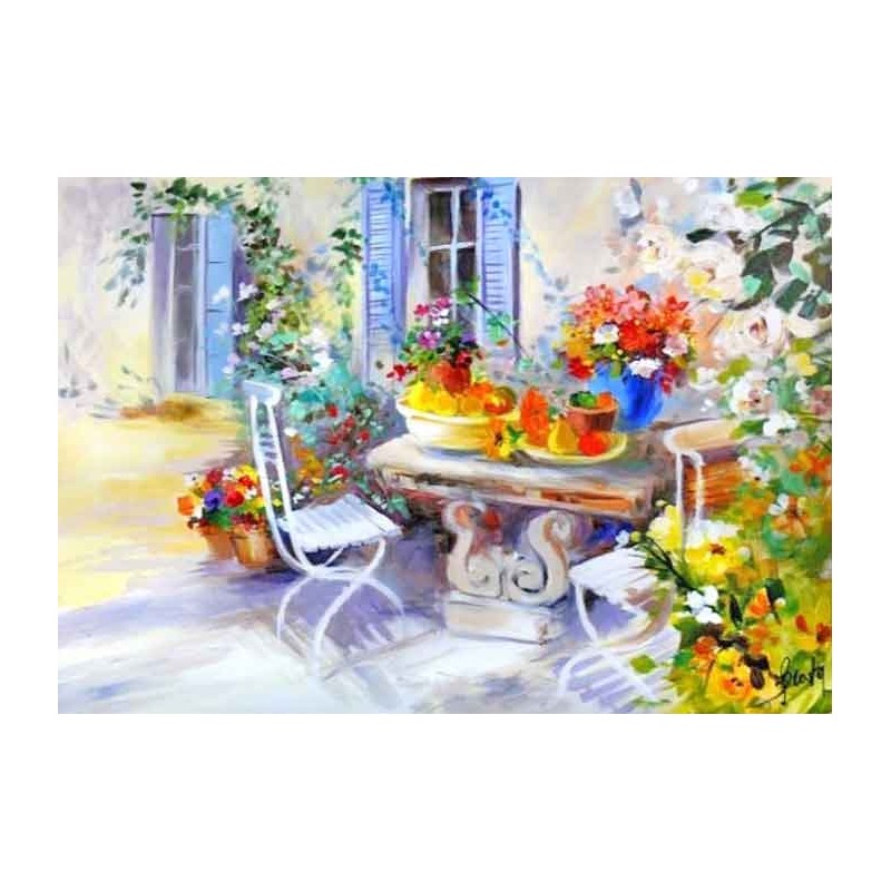  Obraz olejny ręcznie malowany Pejzaż 50x70cm Na tarasie