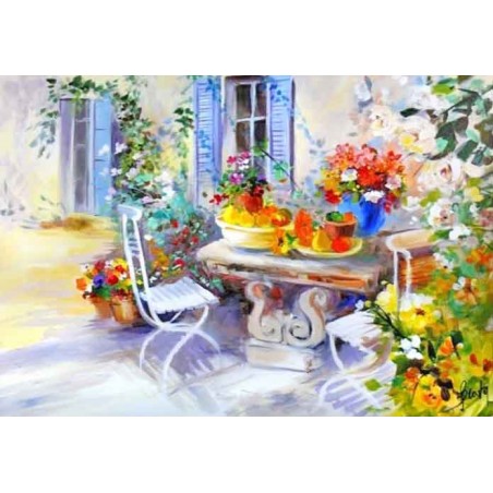  Obraz olejny ręcznie malowany Pejzaż 50x70cm Na tarasie