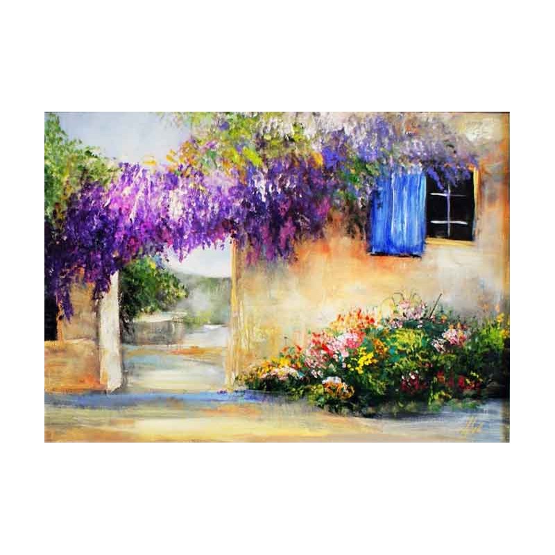  Obraz olejny ręcznie malowany Lawendowy domek 50x70cm